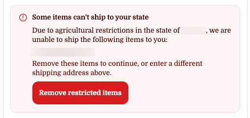 The Plus checkout banner with a Remove restricted items button