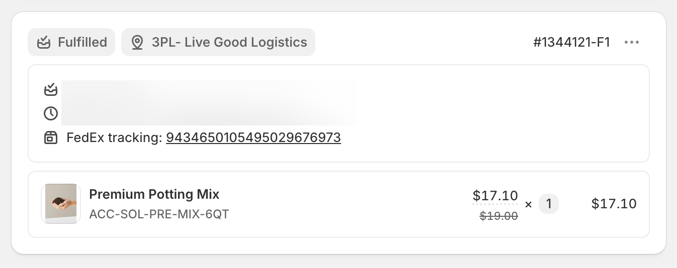A Shopify order with tracking number and carrier added automatically